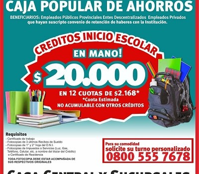 Caja Popular de Ahorros | Creditos Inicio Escolar